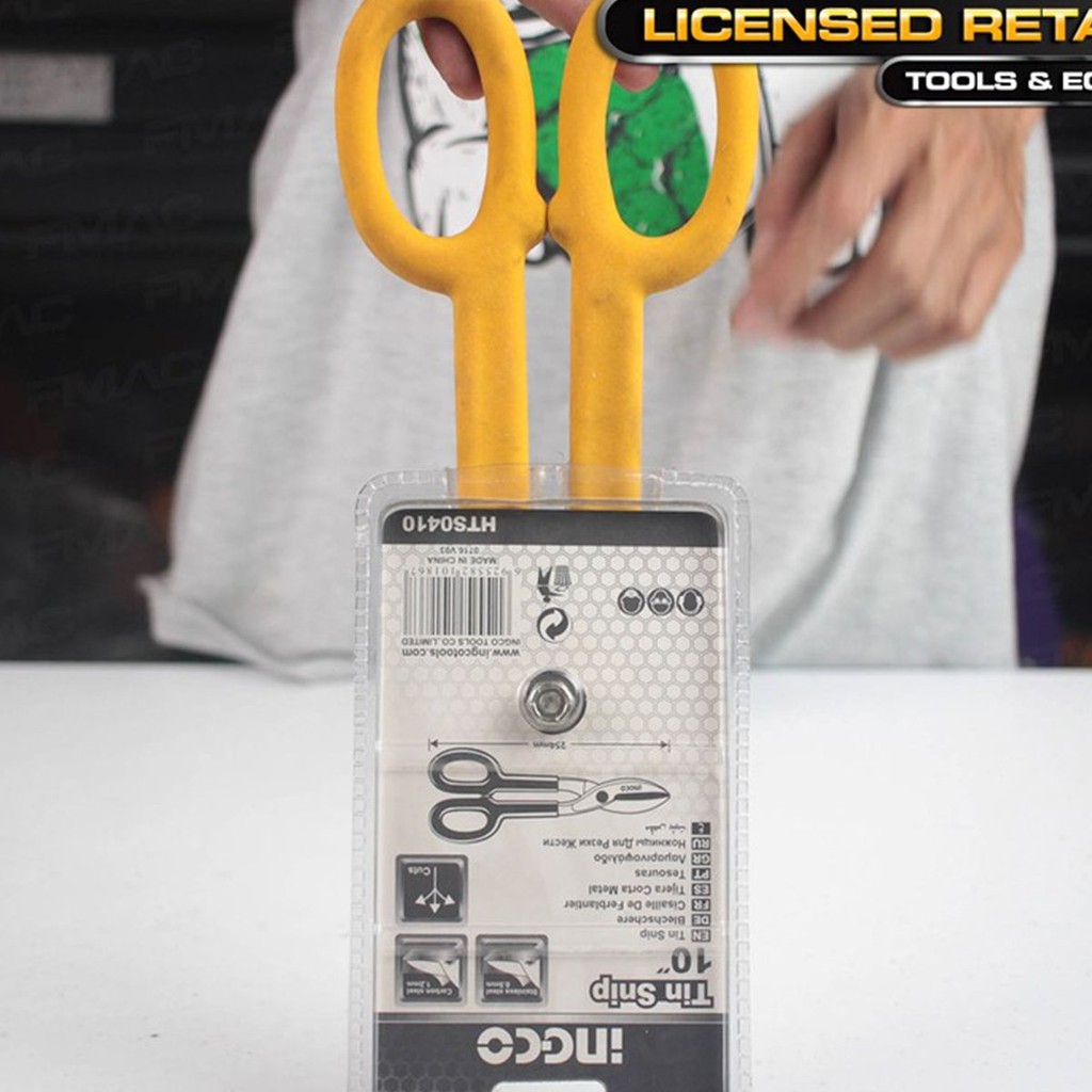 Kéo cắt tôn INGCO 10-12&quot; độ dầy cắt thép carbon &lt;1.2mm, thép không gỉ 0.5mm, lưỡi dao sắc bén, chống cong vênh rỉ sét.
