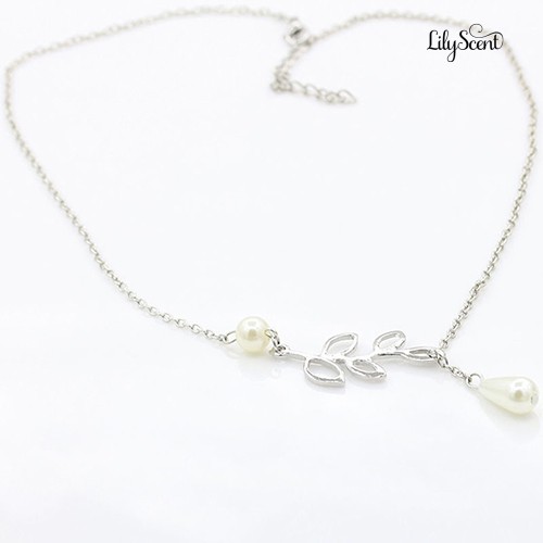 Dây chuyền choker ngắn hình cành cây đục lỗ đính ngọc trai giả thời trang cho nữ