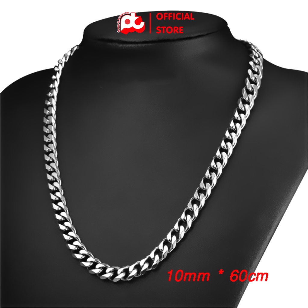Dây chuyền nam thời trang đẹp titan thép không gỉ kiểu lặc xéo cao cấp PT JEWELRY kích cỡ 10mm màu trắng PTDCNA159