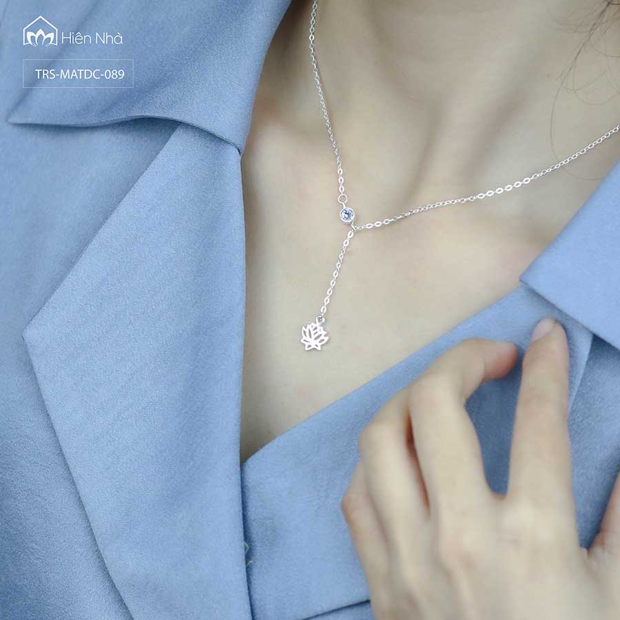 Mặt dây chuyền bạc S925 biểu tượng Hoa Sen đính đá - Trang sức Bình An - Hiên Nhà