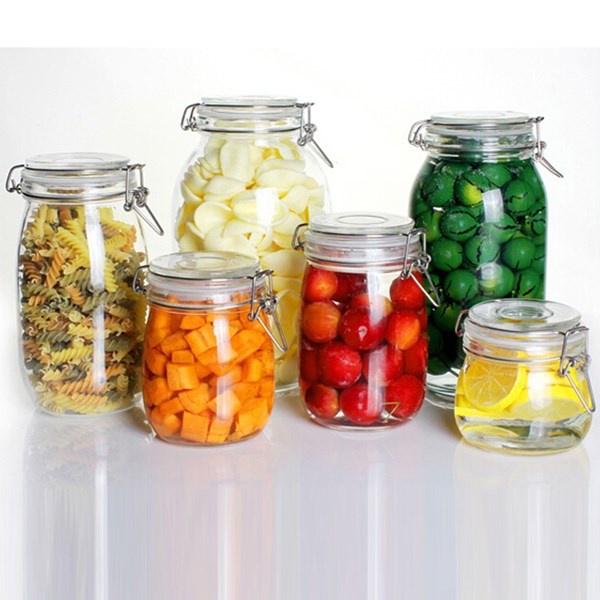 Lọ thủy tinh nắp cài kim loại loại dày hơn 500ml 750ml 1 lít 1500ml 2 lít