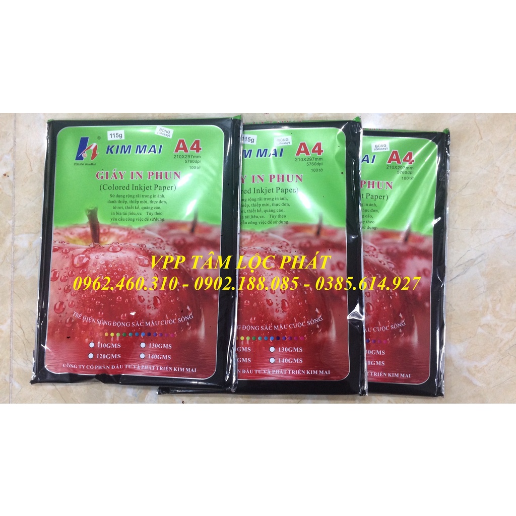 Giấy in ảnh Kim Mai 100 tờ A4 định lượng 115