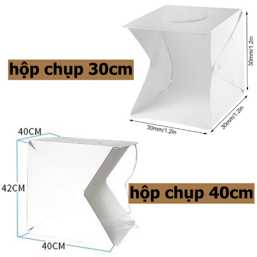Hộp Chụp Sản Phẩm 30 x 30cm 40x40cm, hộp đèn studio 70 Đèn Led giúp lấy sáng chụp ảnh sản phẩm đẹp