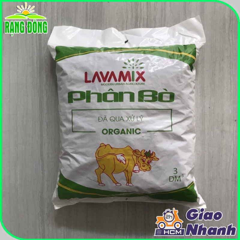 Phân Bò Hữu Cơ LAVAMIX - Phân Bón Hữu Cơ Bò Lavamix Tiện Lợi, Không Mùi Hôi ( Túi 3 dm3) - Hạt giống Rạng Đông