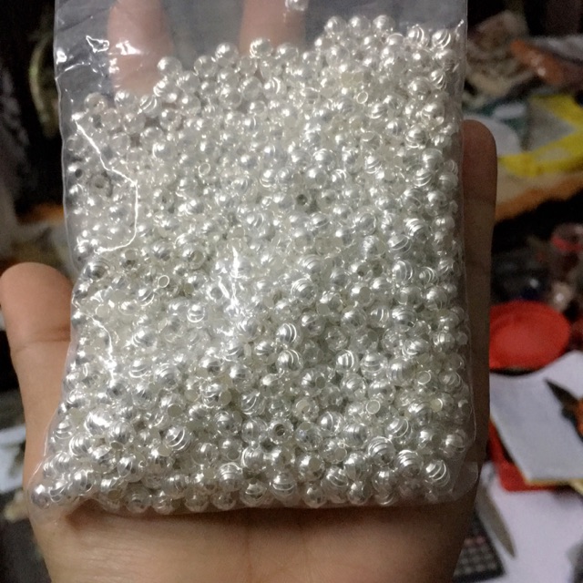 Sỉ 100 bi bạc 6ly - 5ly làm vòng tay, vòng dâu tằm