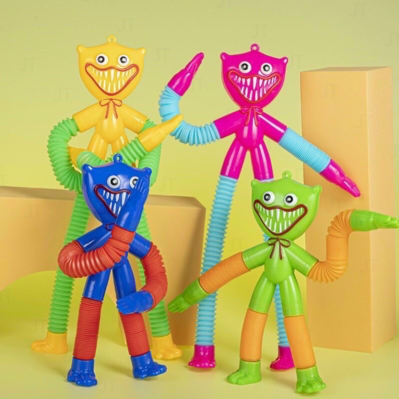 [ Rẻ Vô Địch ] Huggy Wuggy Poppy Playtime phát sáng kéo dài 30cm, móc khóa Huggy Wuggy nhựa co dãn có đèn nháy.