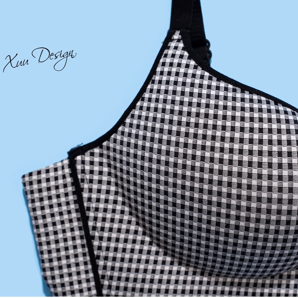 Áo ngực đệm mỏng XUU, thiết kế kẻ caro trẻ trung, không gọng thoáng khí AV12