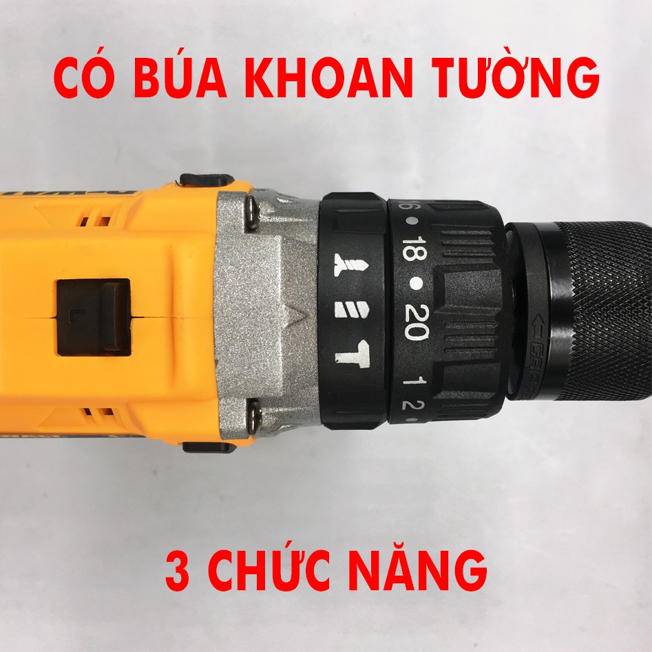 Máy Khoan Pin dewalt 38V 100% Lõi đồng, 3 chức năng, Motor 775, đầu Auto Lock tặng mũi khoan tường và mũi vít