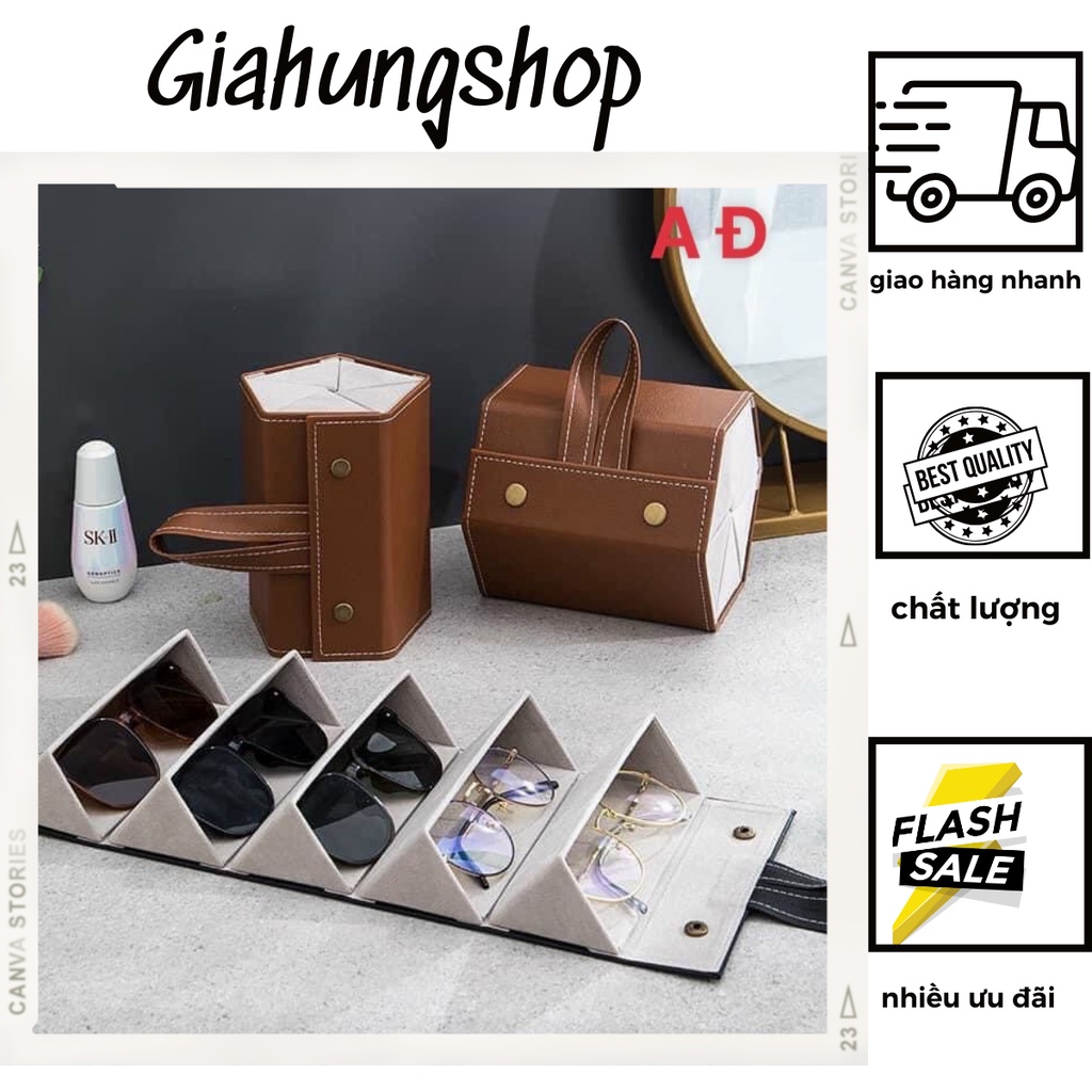 Hộp đựng kính mắt nhiều ngăn gấp gọn 3 ngăn và 6 ngăn