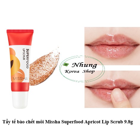 (Đủ bill hãng) Tẩy Tế Bào Chết Môi Chiết Xuất Hạt Trái Mơ Missha Superfood Apricot Lip Scrub