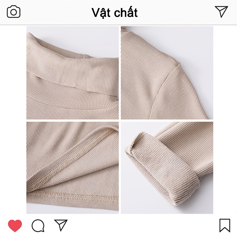 Cocory vn Áo thun dài tay co giãn thời trang dễ phối cho mùa đông