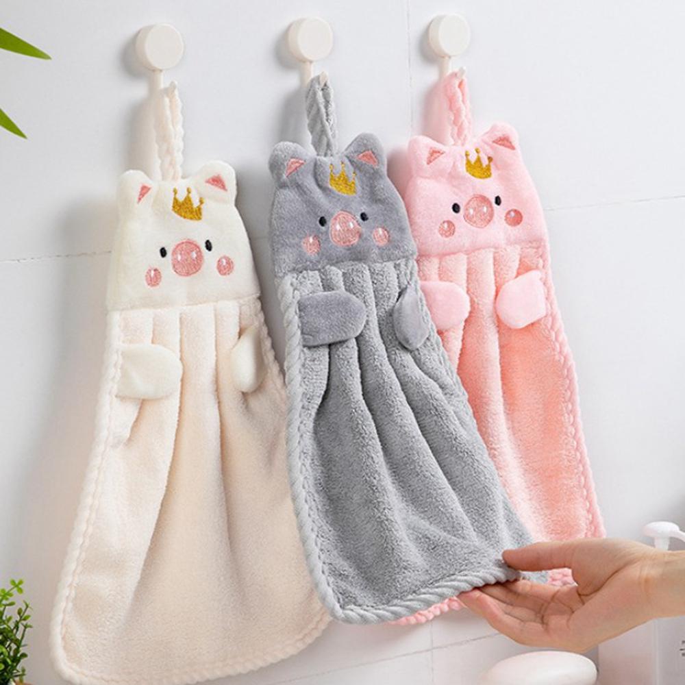 Khăn Lau Tay Treo Tường Bằng Vải Bông Thấm Hút Nước Khô Nhanh Phong Cách Hàn Quốc Hoạt Hình