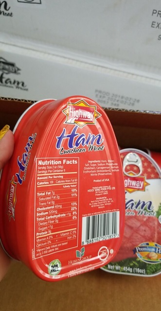 Thịt hộp Ham Luncheon Meat Hightway 454g hộp Ham của Mỹ