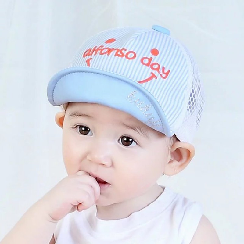 Mũ lưỡi trai vải kẻ sọc xinh xắn đáng yêu cho bé