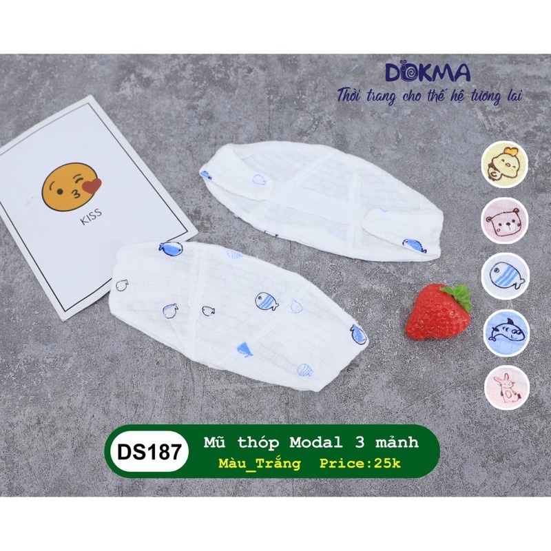 Mũ che thóp modal Dokma 3 mảnh cho bé
