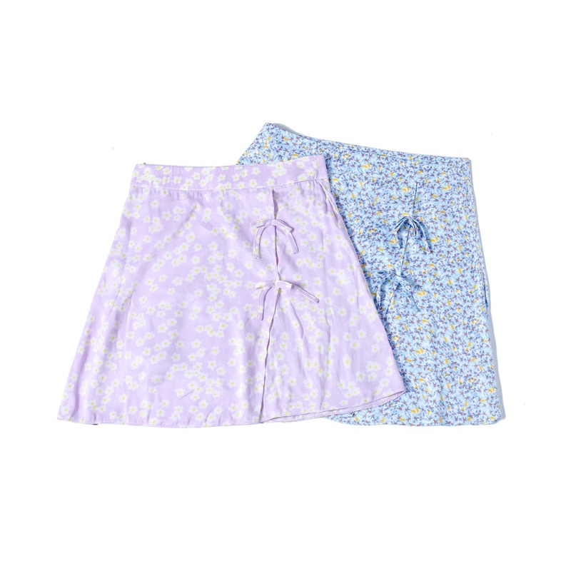 Chân váy hoa nhí Primark Blue Ditsy Floral Mini Wrap Skirt • Storenyy