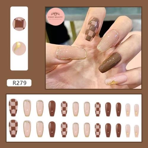 Móng Tay Giả Kèm Keo Bộ 24 Móng Pinky Beauty Trang Trí Nail Nghệ Thuật, Họa Tiết Độc Đáo Cho Nữ