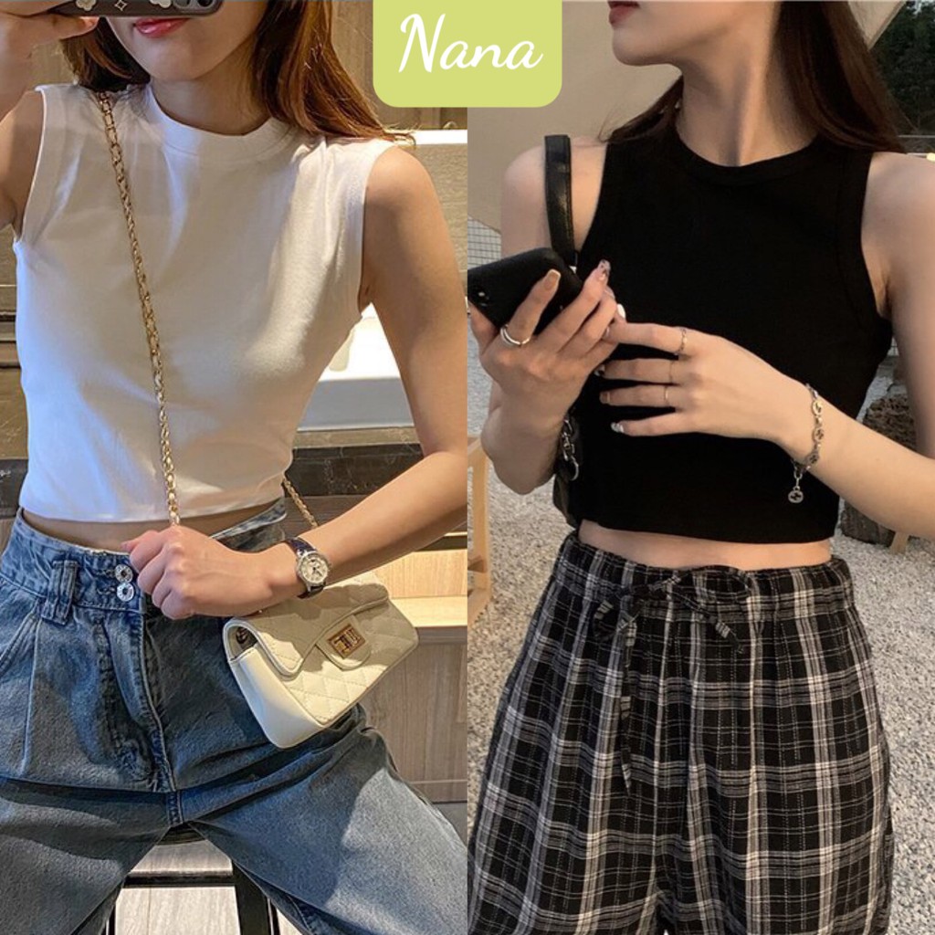Áo crt ba lỗ cổ cao ôm body dáng ngắn thời trang hàn quốc