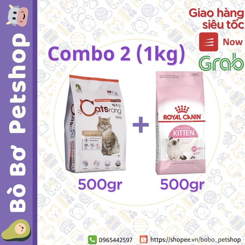 Thức ăn hạt cho mèo | MIX 3 Vị Catsrang + Cat's eye + Royal Canin | 1kg