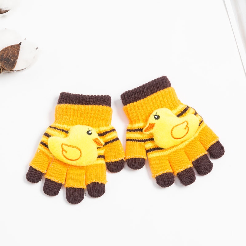 găng tay len 2 lớp đính gấu bông đáng yêu cho bé 1-3 tuổi