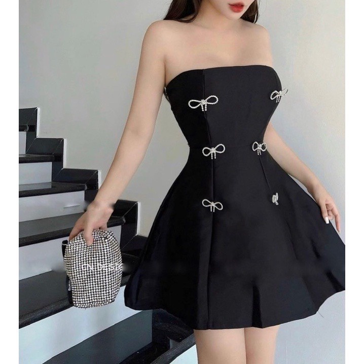 Váy đen cup ngực đi tiệc tặng kèm tag