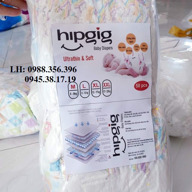 BỈm quần Hipgig siêu thấm bịch 50 miếng M/L/XL/XXL/XXXL