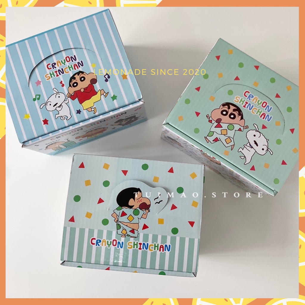 Cốc gốm Phim hoạt hình Shin Cậu Bé Bút Chì full box hộp quà tặng kèm thìa muỗng dễ thương