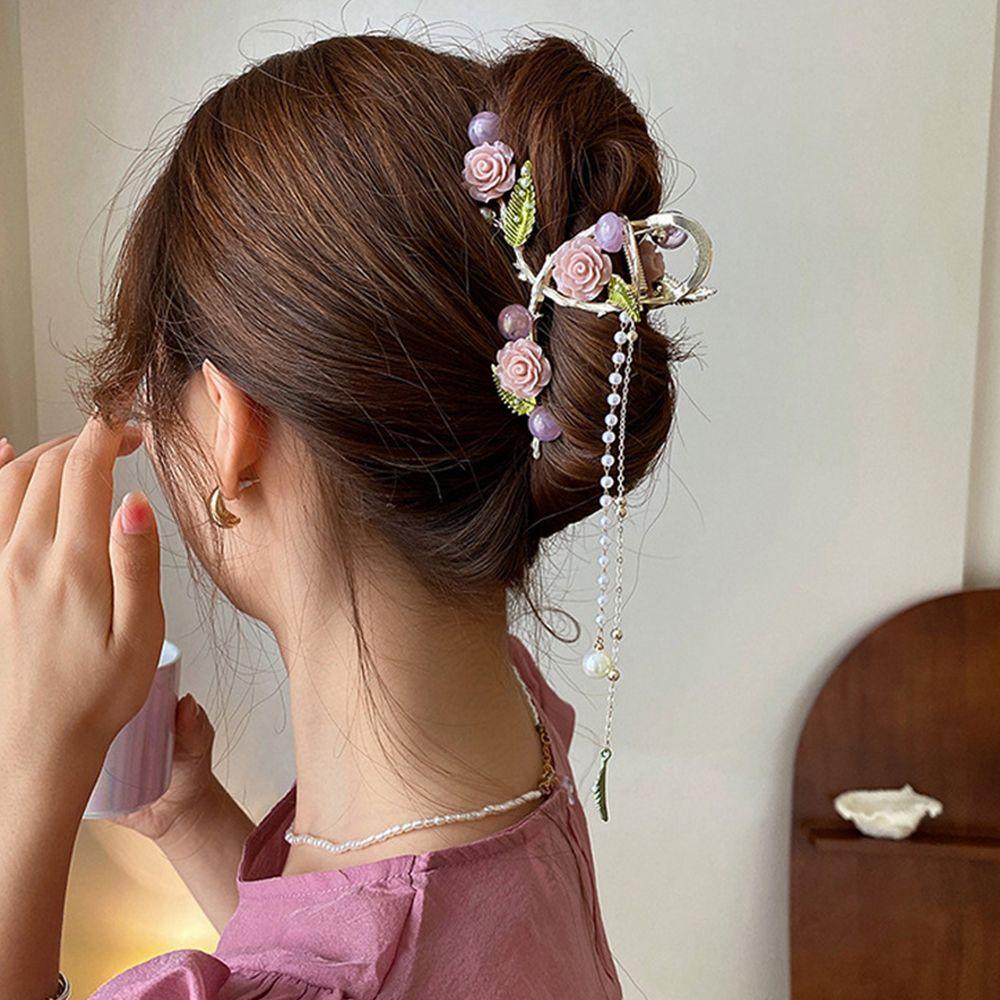 Kẹp Tóc Hình Hoa Hồng / Cá Mập Phối Tua Rua Dễ Thương Cho Bé Gái