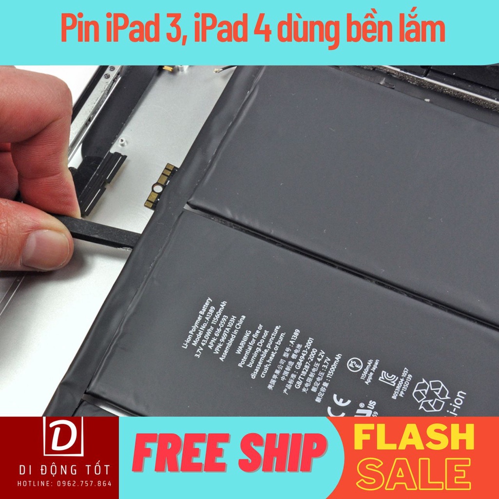 Pin máy tính bảng iPad 3, iPad 4 Zin , Bảo hành 12 tháng