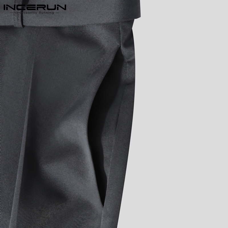Quần dài INCERUN mềm thẳng màu đơn sắc thời trang đơn giản cho nam