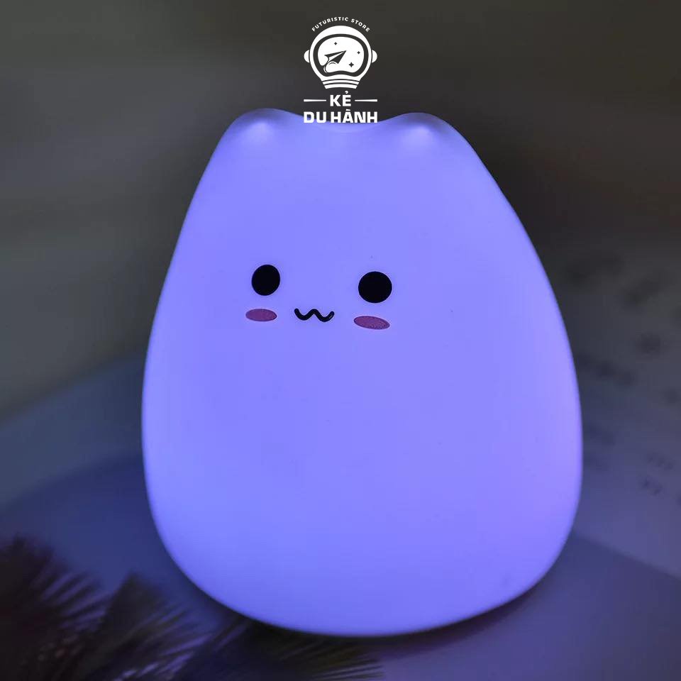 Đèn ngủ silicone Kẻ Du Hành cảm ứng đổi màu hình chú mèo cute