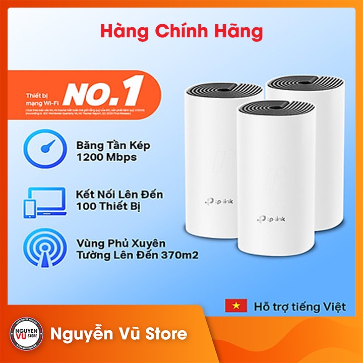 Bộ Phát Wifi Mesh Băng Tần Kép TPLink Deco E4 AC1200 MUMIMO 3pack Hàng Chính Hãng