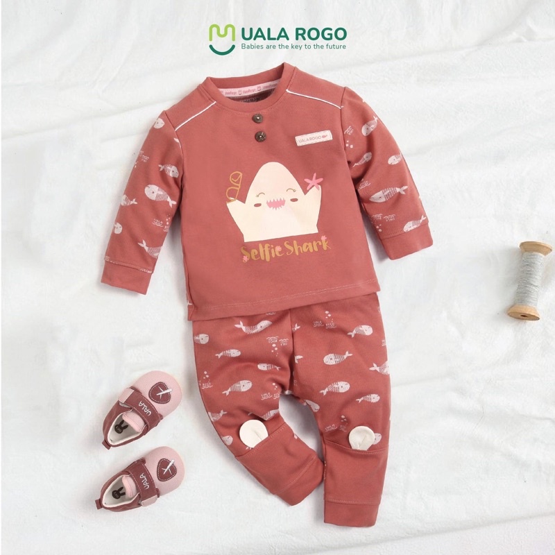 UR3929 Bộ dài tay họa tiết cá Uala Rogo chất nỉ dày vừa (6M-5T)