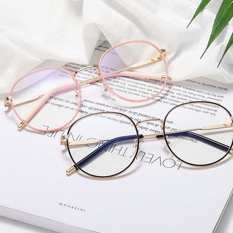Mắt kính JIUERBA gọng tròn chống ánh sáng xanh kiểu dáng thời trang cao cấp cho nam nữ