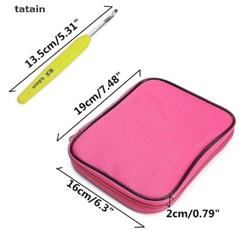 [TAT] 8/16pcs Colored Crochet Hooks Yarn Aluminum Knitting Needles Set Tool Kit with B CVX
