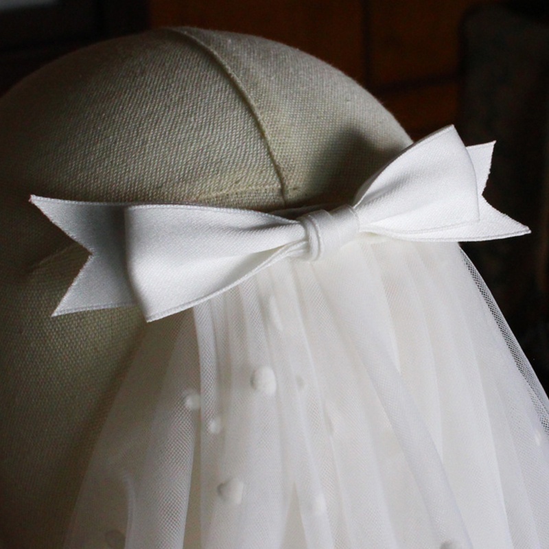 Mạng Che Mặt 2 Tầng Họa Tiết Chấm Bi Trắng Dành Cho Cô Dâu