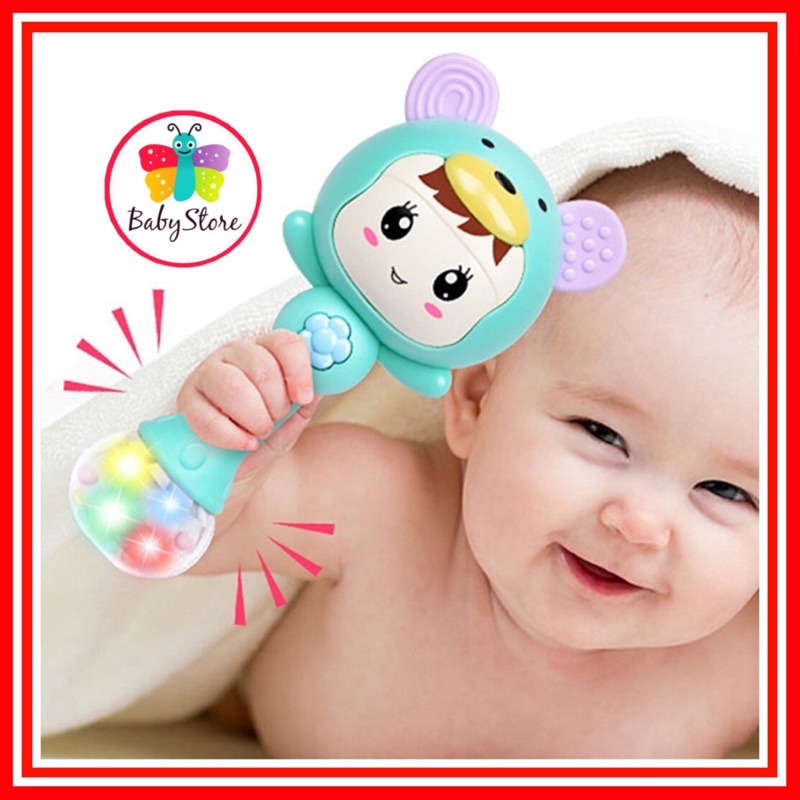 Lục lạc cầm tay cho bé mô hình hoạt hình búp bê kaoaiii phát nhạc vui nhộn