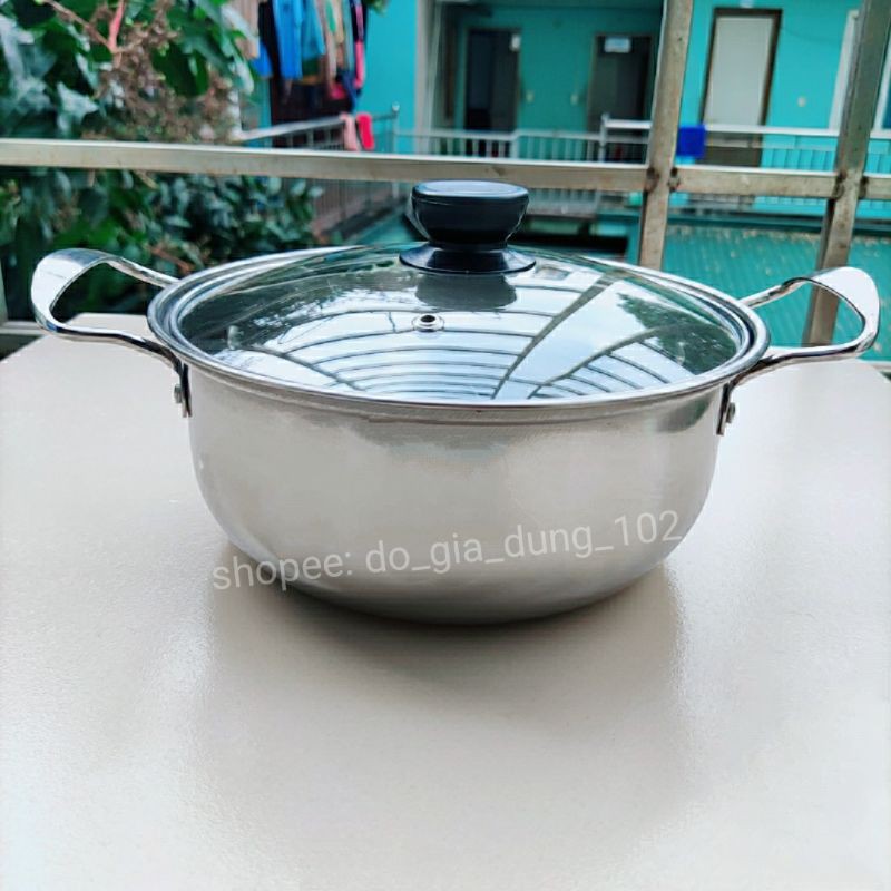 Xoong / Nồi inox 20cm nắp kính FREESHIP Dùng mọi loại bếp