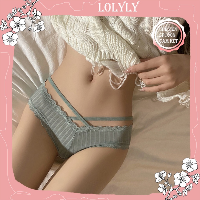 Quần Lót Nữ COTTON Viền Ren Sexy Gân Tăm 2 Dây Đan Chéo Quyến Rũ Mẫu DL7