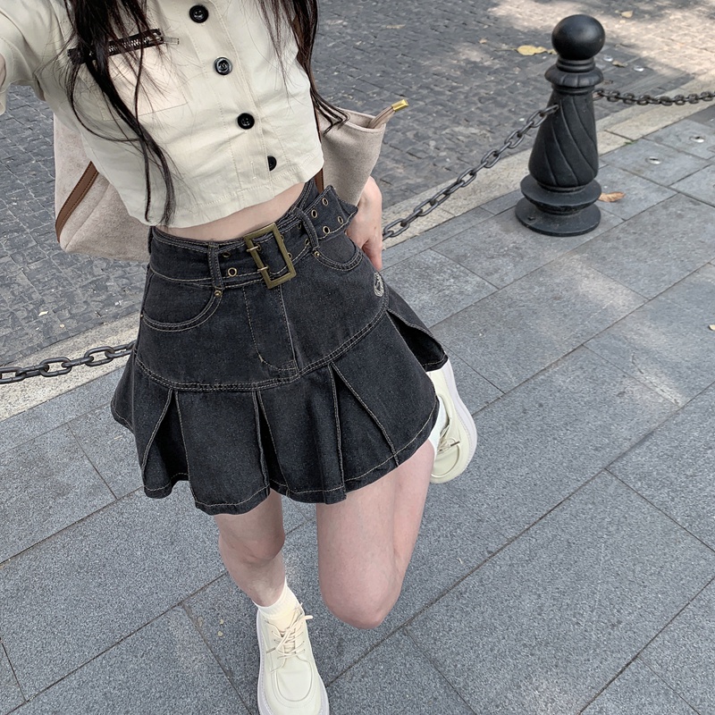 Chân váy denim ZHELIHANGFEI dáng chữ A eo cao tôn dáng thời trang hè cho nữ