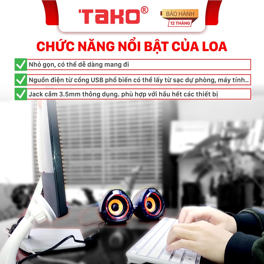 Loa siêu trầm 2.0 TAKO A730 cho máy tính để bàn. Chính hãng Tako, BH 12 tháng