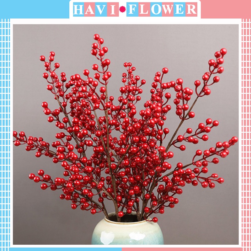 Hoa Giả - Combo 10 cành hoa Đào Đông Havi 80cm 12 nhánh to đẹp loại 1 trang trí nhà cửa quý phái, sum vầy