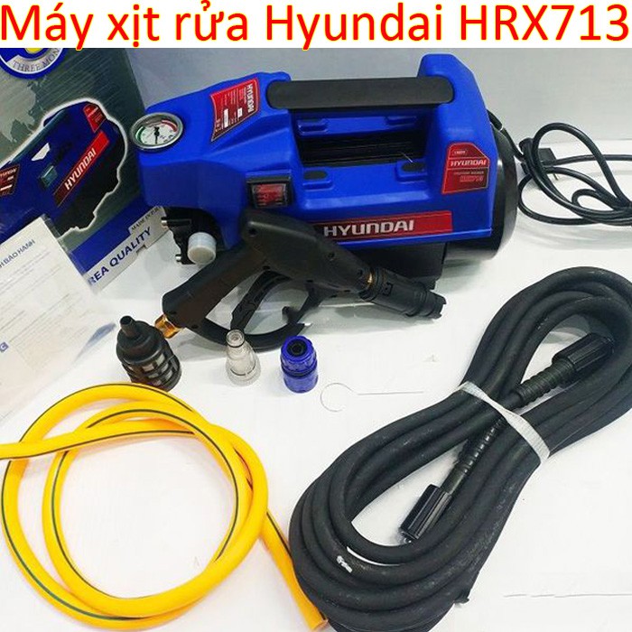 Máy xịt rửa xe mini áp lực cao Hyundai HRX713 chính hãng - Tự hút phun nước vệ sinh xe máy, ô tô. BH 6 tháng