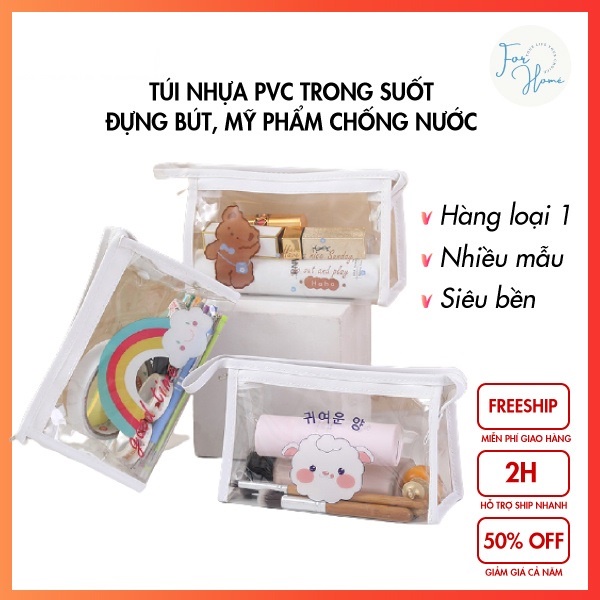 ⚡HÀNG LOẠI 1⚡ Túi Nhựa PVC Trong Suốt Đựng Mỹ Phẩm, Đồ Dùng Học Tập Không Thấm Nước