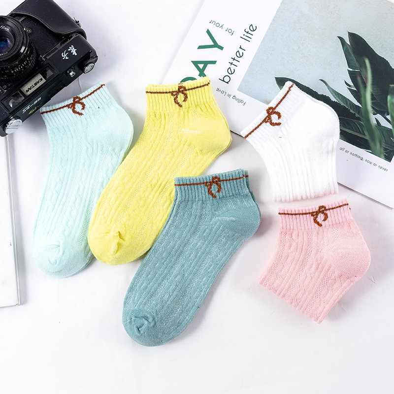 ❤️FREESHIP❤️ Tất - Vớ nữ Cotton Trơn Ulzzang Cổ Ngắn gân tăm Phong Cách Vintage Hàn Quốc