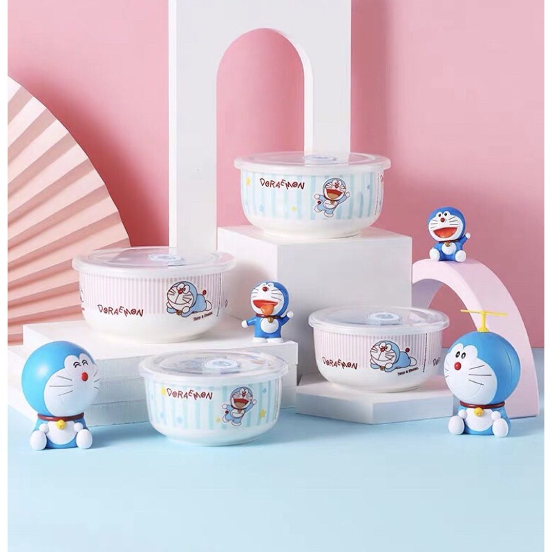 Bộ bát sứ Doraemon có nắp doremon