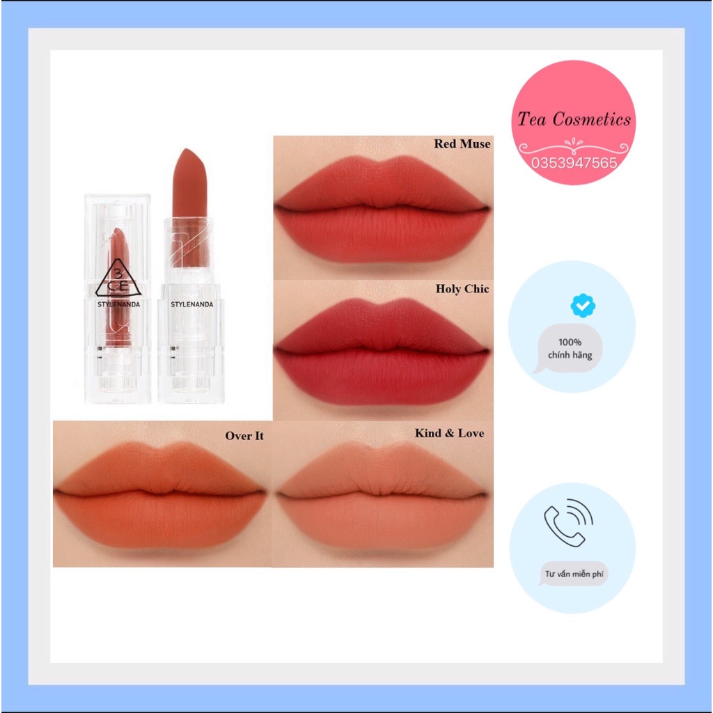 [PHIÊN BẢN GIỚI HẠN] Son Thỏi Lì, Lên Màu Siêu Chuẩn 3CE Soft Matte Lipstick 3.5g