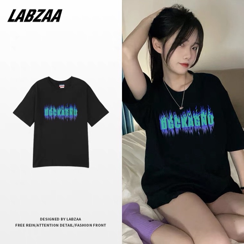 Áo thun nam nữ, áo phông shopcossi chất cotton in hình chữ lửa