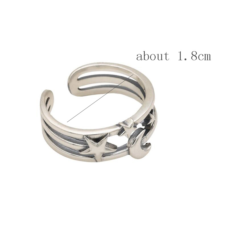 Vintage Women Moon Star Open Rings Couples Party Finger Ring Jewelry Gifts