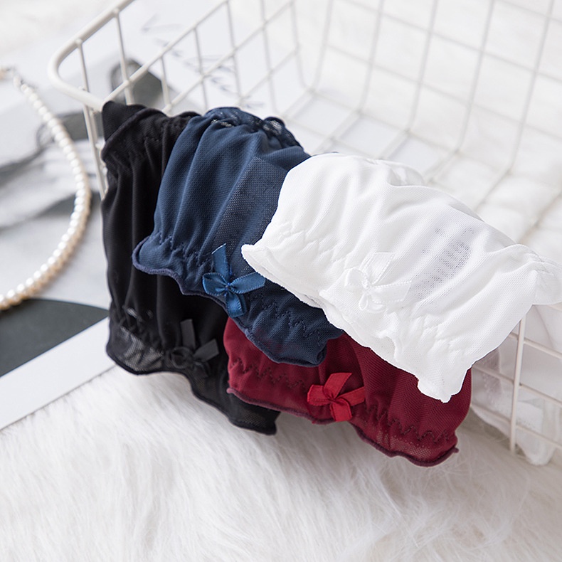Quần lót nữ ren lưới mỏng mát đính nơ thoáng mát sexy đẹp đủng quần cotton 03